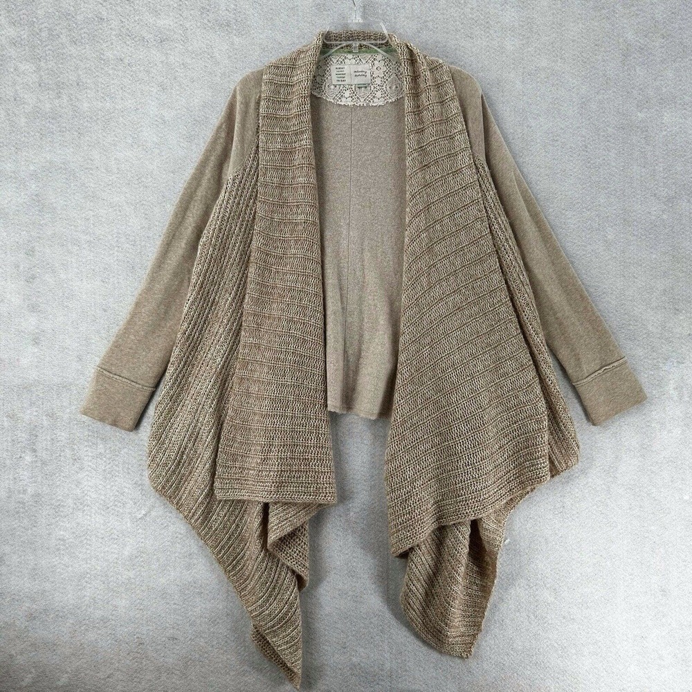 Saturday Sunday Anthropologie Medium Casado Tan Waterfall Open Front Cardigan